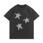 Acid Washed Custom T-shirt Tee Logo Cotton Oversized Heavyweight Embroider Patch Logo T shirts For Men