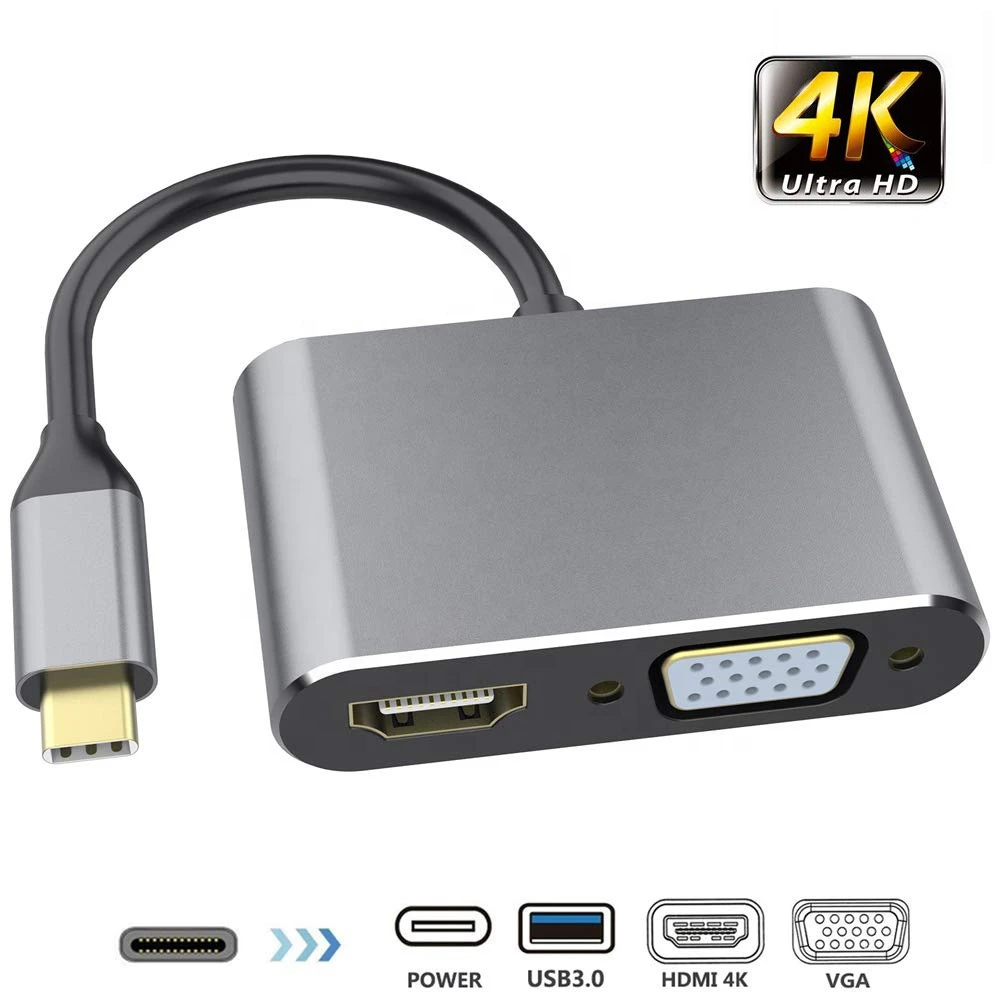 adapter cable video converter usb cable media player media usb c to hdmi vga pd 4 in 1 converter video