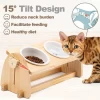 Adjustable Bamboo wood Raised Small Pet Bowls Elevated Feeder for Dogs Cats Food and Water Bowls stand animal Feeder