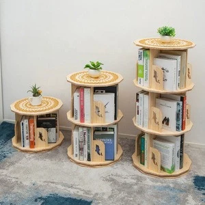 Adjustable CD Holder Bookcase Wooden Children Rotating Bookshelf Storage Living Room Furniture Sets