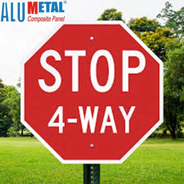 Alumetal red white custom  reflective aluminum material stop traffic signs