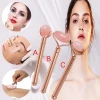 Amazon Electric Vibrating Massager Jade Roller Rose Quartz Face Massager Anti Aging Facial Therapy Skin Care Hot Contour