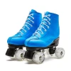 Amazon hot sale durable quality PU synthetic leather 4 pcs transparent PU wheels Quad roller skates for rink