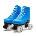 Amazon hot sale durable quality PU synthetic leather 4 pcs transparent PU wheels Quad roller skates for rink