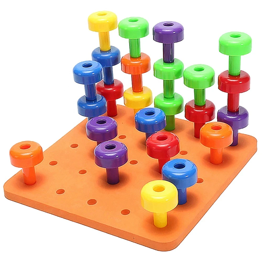 Amazon Hot Sell Kids Educational Toys Colorful Peg Board Stacking Toys PP Plastic Kids Toys Supplier