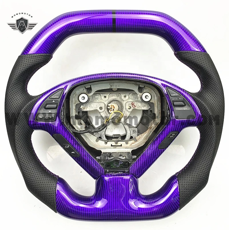 AUTO RACING CAR STEERING WHEEL FOR INFINITI G37 G35 G25 CARBON FIBER STEERING WHEEL WITH CF THUMBGRIPS