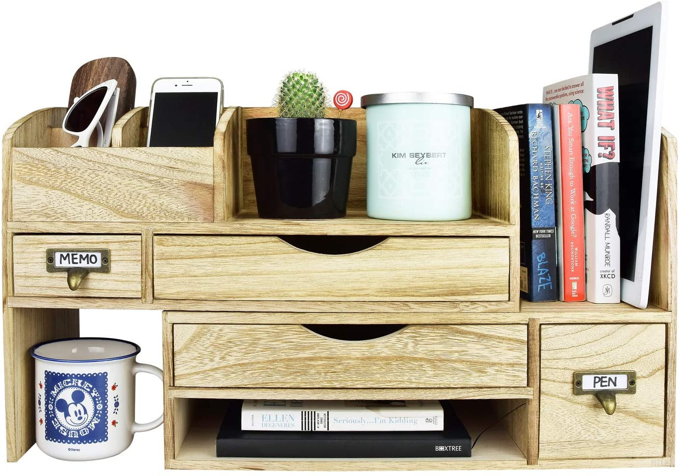 Buy Bamboo Wood Desk Organizer Large Extendable Wooden Desktop ...