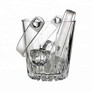 Barware Tongs glassware Glass Ice Bucket with Plastic