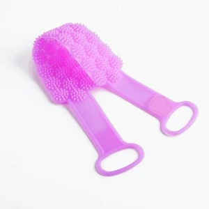 Bath Scrub Silicone Double-sided Scrub With Massage Brush Exfoliating Massage Towel With Pull Ring Shower