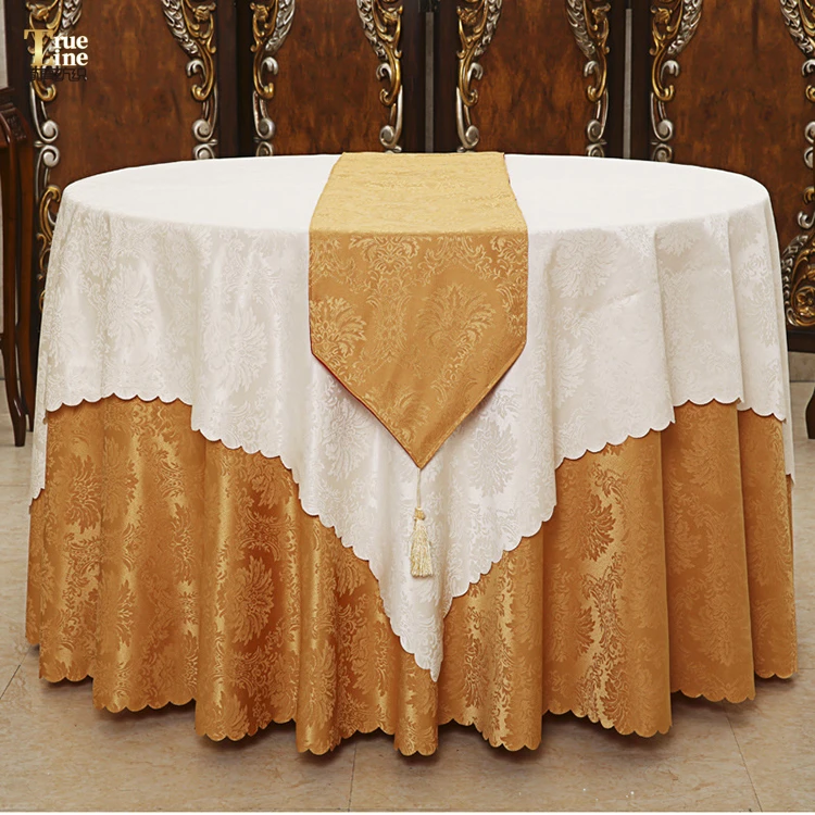 Best quality polyester table runner linen pure gold color table runner