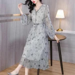 Bettergirl New Arrival High Quality Women Summer Silk Dress New Style Fashion Floral Print Temperament Slim Dress Women Clothing