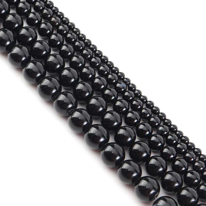 Black Onyx Agate Beads Natural Crystal Beads Stone Gemstone Round Loose Energy Healing Beads For Jewelry Making