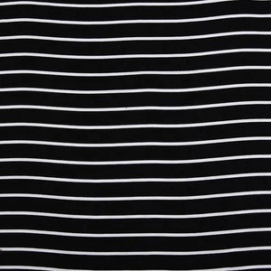 Black white stripes print woven rayon  viscose fabric guangzhou textiles