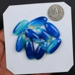 Blue Banded Agate Cabochon Gemstone, Jewelry Making Loose Gems, Handmade Agate Gemstone