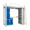 Blue Whale Metal Loft Bed With Desk Adult Metal Bunk Beds Steel School Double Bunk Beds With Storage Cabinet