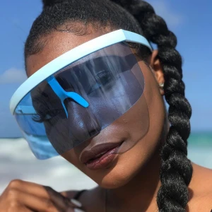 Boran New Fashion Big Frame Shield Visor Sunglasses Women Flat Top Mirrored Shades Men Luxury Windproof Eyewear UV400