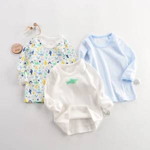 Boys and girls long-sleeved tops , children&#x27;s t-shirts , skin-friendly baby cotton bottoming shirts