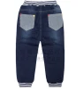 Boys&#039; rubber band waist jeans fashion thickened cotton denim trousers for children factory wholesale