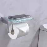 brass bathroom fitting  toilet paper holder with phone shelf