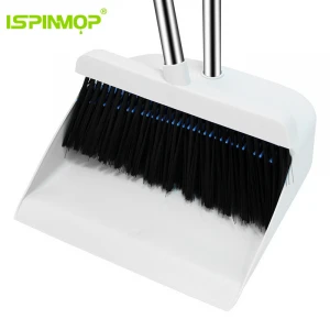 Broom And Dustpan Set - Upright Standing Dust Pan With Extendable Broomstick For Easy Sweeping
