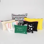 BSCI Factory ECO Pouch Middle Size Make UP Organizer Full Side Printing 12oz Cotton Makeup Bag Cosmetic Bags For Women Travel
