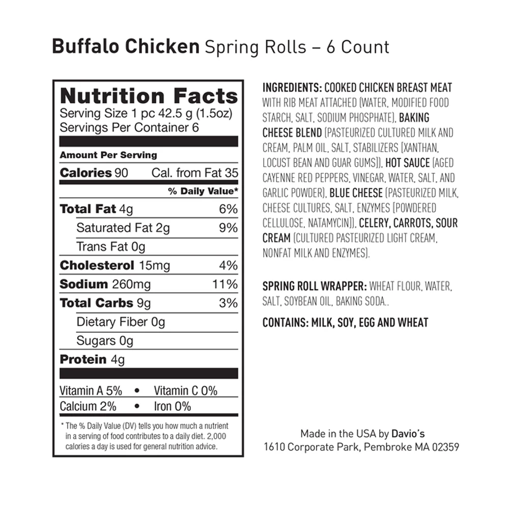 Buffalo Chicken Spring Roll Healthy Snack Frozen Food Box Packaging Shorts Snack Bag Frozen Meat Roll