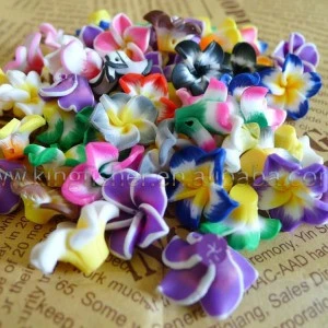 Bulk sales 20mm assorted colors handmade polymer clay plumeria flowers beads.