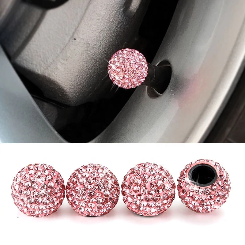 Car Accessories Wheel Air Cap ABS Ball Shape With Crystal Tire Valve Caps