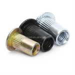 Carbon Steel Zinc Plated/Black Oxide Threaded Flat Head Flange Knurled Tubular Hollowed Rivet Nuts