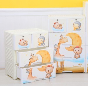 Cartoon Childrens Drawer Type 5-tier Storage Finishing Cabinet Baby Plastic Wardrobe