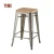 Import cheap french bistro vintage steel step chrome rose gold iron counter height square bar stool industrial from China