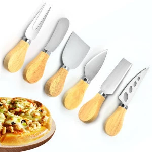 Cheese knife kit 6 pieces cheese tools Wood Handle Cheese Fork Butter Spreader