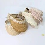 Children Summer Sun Visor Hat Straw Hats Outdoor Sunscreen New Lace Ribbon Kids Straw Hat
