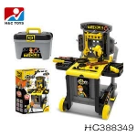 Children toy 2 in 1 deluxe tool suitcase plastic toy tool set for kids HC388335