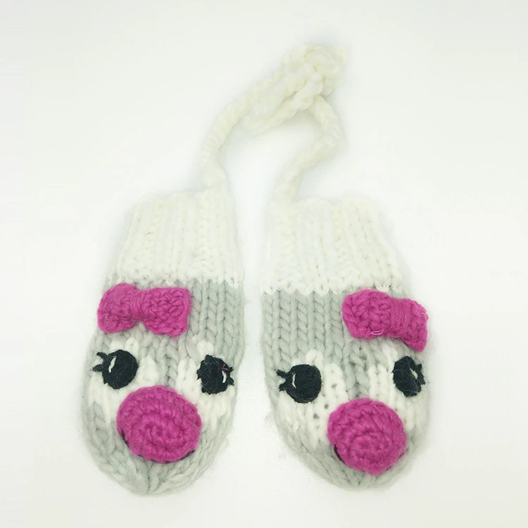 Children&#x27;s warmth winter mittens Cute cartoon Custom thick knitted gloves