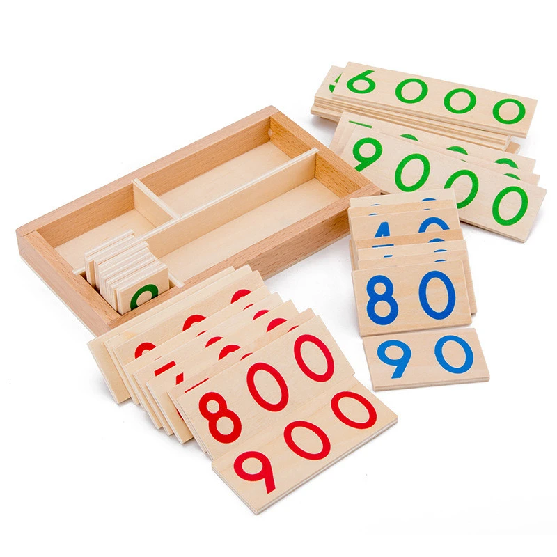 Children&#x27;s Wooden Montessori Numbers 1-9000 Learning Card Math Teaching Aids Preschool Children Early Education Educational Toys
