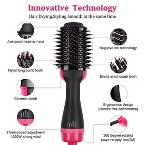 China Best Supplier Powerful One step Hot Air Brush Hair dryer styler Roller curler straightener 3 in 1 hair salon machine
