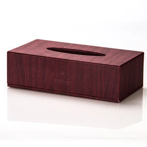 Chinese Factory Hotel Office PU Leather cover Rectangle Tissue Box