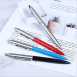 Classic high quality slim multicolor metal click ball point pen wholesale