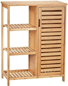 Combohome  Bamboo Bathroom Storage Utility Cabinet Furniture With Storage Shelves