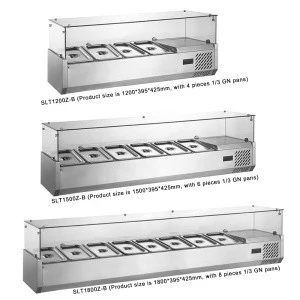 Commercial refrigeration equipment 1500mm topping rail refrigerated catering prep table top fridge with gn pans