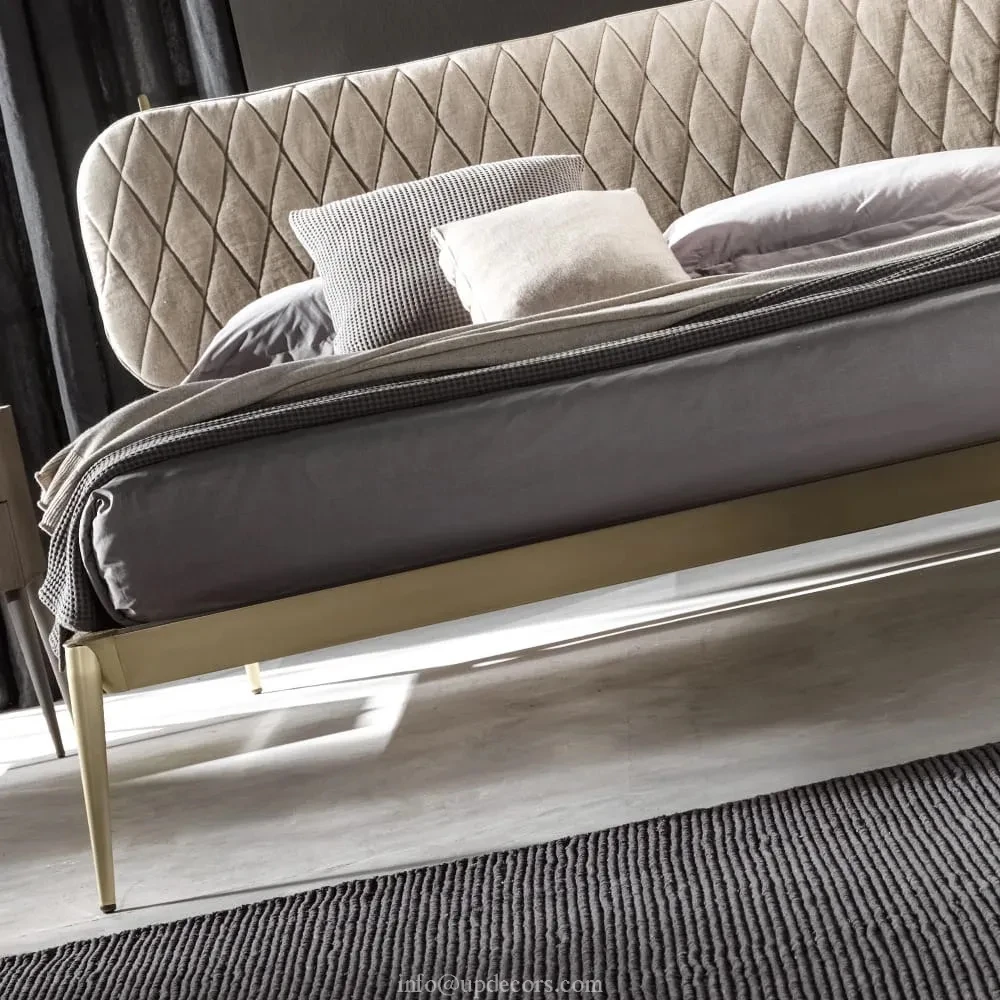 Contemporary Italian Designer Bed With Upholstered Headboard King And Queen Size  beds