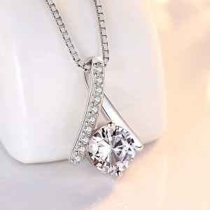 Contracted Temperament 925 Sterling Silver Jewelry Necklace with Cubic Zirconia
