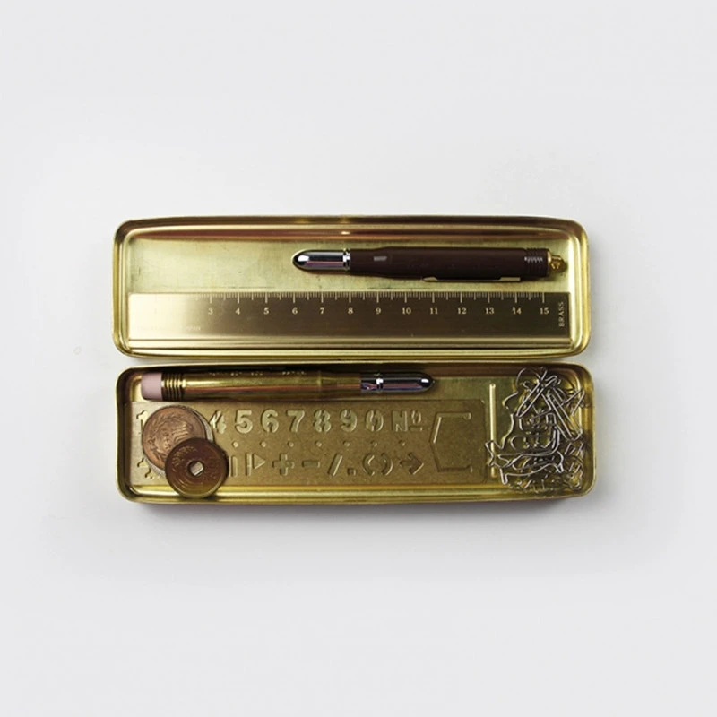 Copper Pen Holder Vintage Brass Box Pencil Cases