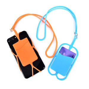 Credit ID Card Bag Holder Silicone Lanyards Neck Strap Necklace Sling Card Holder Strap For iPhone X 8 Universal Mobile Phone