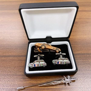 Cufflink manufacturer wholesale custom men cufflinks and tie clips with box packaging
