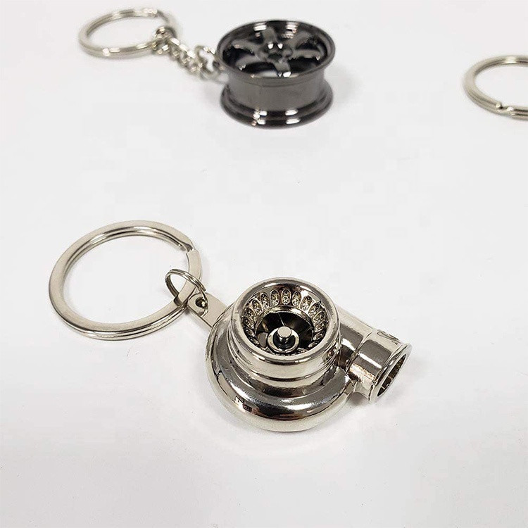 Buy Custom 3d Dye Black Car Parts Keychain Car Rotation Key Chain Wheel ...