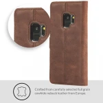 Custom Handmade Luxury Genuine Leather Mobile Phone Cover Case with Stand and Card Slots
