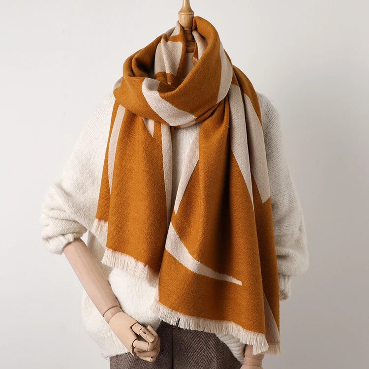 Custom Luxury Print Cashmere Scarf Women Winter Warm Pashmina Shawls Thick Blanket