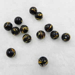 Custom made mixed loose glass beads with silver color lines
